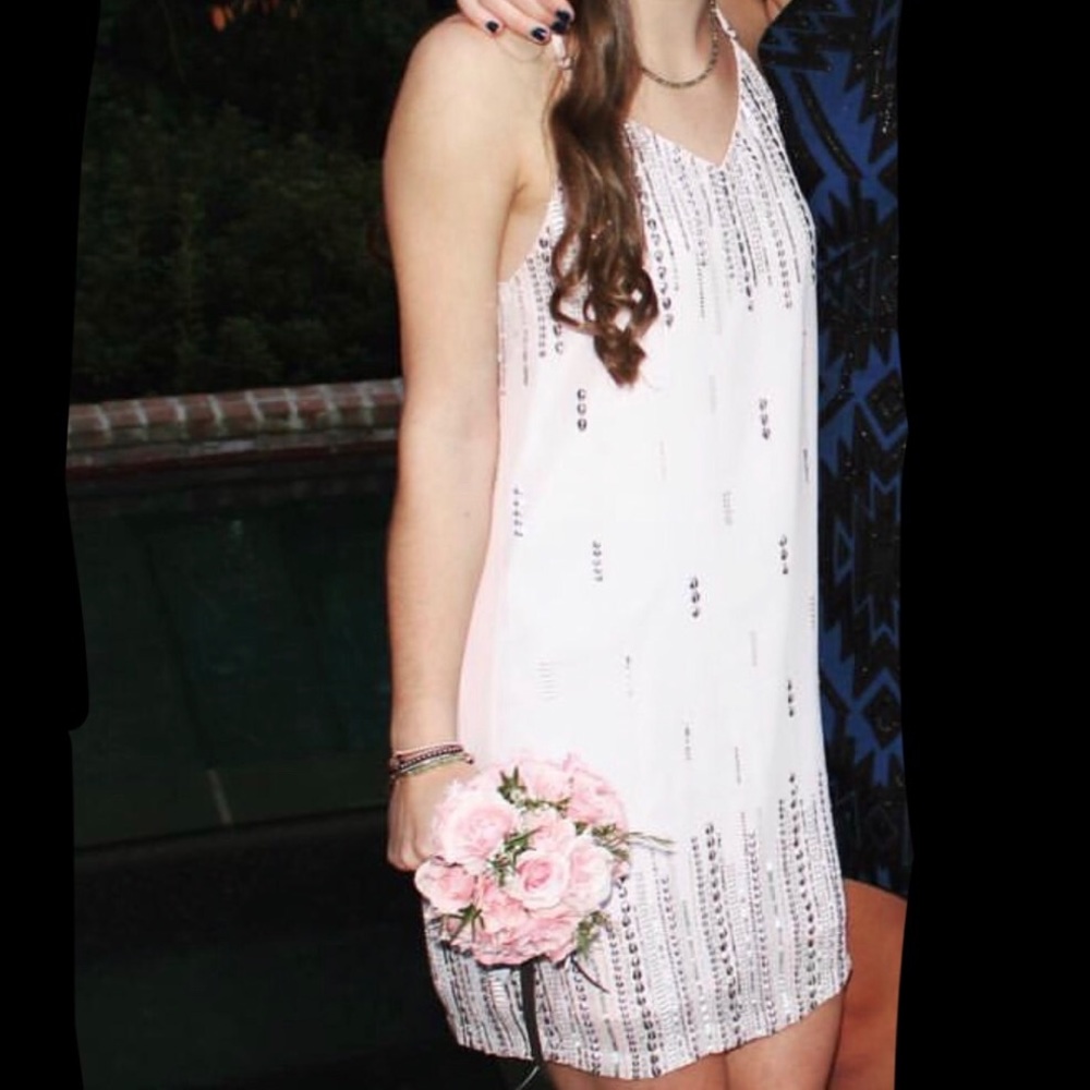 Blush pink sequin cocktail dress